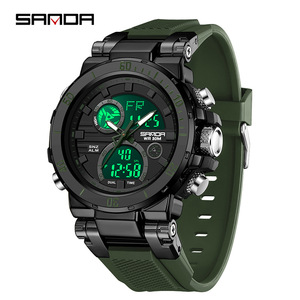 Sanda 6175 Electronic Dual Display <b>Digital</b> <b>Watch</b> with Stop <b>Watch</b> & Alarm Silicone Strap <b>Waterproof</b> Outdoor Sport Men's <b>Watch</b> - Product Image 5
