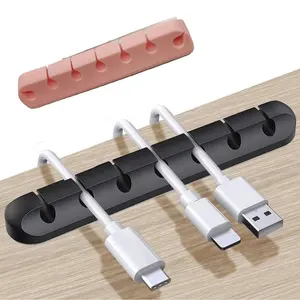 Silicone Cable Holder Clip Wire Cable Clip Desktop Sorting Data Electronic Wire Organizer Storage Fixed Wire winder 7 Holes