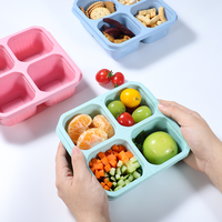 Boîte à bento empilable réutilisable avec couvercle en plastique, contenants à lunch multicolores