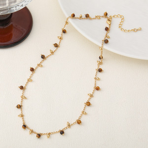 Collana da Donna alla Moda con Pietre Preziose Ambra e <span class=keywords><strong>Gioielli</strong></span> Placcati in Oro Vero 18k - Product Image 4