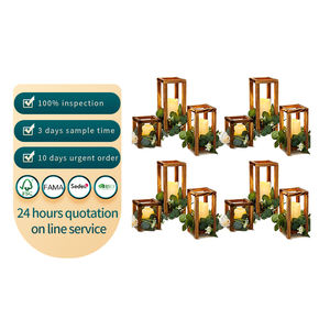 10 adet ahşap düğün fener Centerpiece mum fener masa parti masa sevgililer dekor için ahşap mumluk dekoratif - Product Image 1