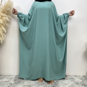 6689# Latest Simple Ramadan Design Breathable Elegant Modest Batwing Sleeves Elastic Cuff Prayer <b>Dress</b> Women Abaya Muslim - Product Image 2