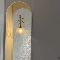 Lámpara Colgante LED de Cobre Estilo Francés con Diseño de Rosa, Creativa, Vintage, Pequeña, para Dormitorio, Mesita de Noche, Comedor