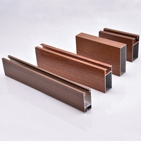 Profilés en aluminium à rupture de pont thermique Double U pour clôture, couleur bois, et profilés en aluminium pour plafond
