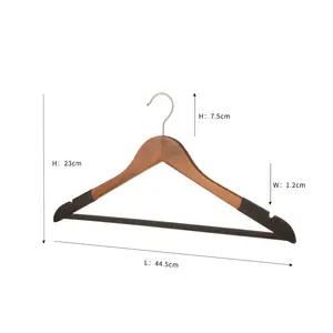 Houten Kledinghangers Fabrikant Kledingwinkel Antislip Massief Hout Flocking Hanger Hotel Kledingrek Fluwelen Houten Hangers