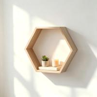 Estante de Pared Hexagonal de Madera de Pino sin Acabado, Personalizado, para Decoración Geométrica del Hogar, Exhibición de Artículos Pequeños