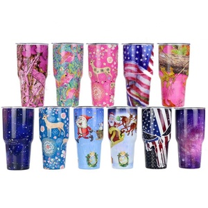 30oz đôi tường RTIC thép không gỉ cách nhiệt stemless Tumbler với rơm và bàn chải Flamingo Cup 30oz - Product Image 3