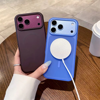 Étui de téléphone magnétique mat transparent de luxe pour iPhone 18 Pro Max 17 Pro 16 Plus 17 Air avec bande antidérapante double couche antichoc