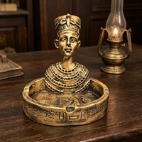 Cendrier en résine Pharaon et Reine égyptiens - Ornement figurine en résine - Artisanat personnalisé en gros