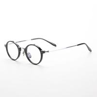 Lunettes rétro à monture ronde en acétate, unisexes, monture intégrale plaquée titane