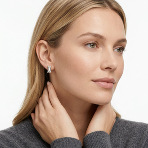 Pendientes de diamantes cultivados en laboratorio de oro de 18 quilates, certificados por IGI, corte esmeralda, D-F VVS-VS, diseño personalizado, diamante personalizado - Product Image 2