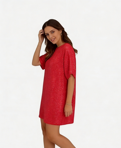 Robe de soirée décontractée en coton tricoté, taille plus, ample, à sequins, doublée et à bords finis, douce pour la peau, sans frottement, mini, pour la danse nocturne 2026 - Product Image 2