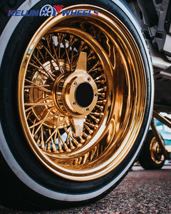 Top Ranking Steel Chrome <b>Wheel</b> 13/14 Inch 100 Straight <b>SPOKE</b> New All Gold/Center Gold/Triple Gold Wire <b>Wheel</b> 4 Pieces - Product Image 1