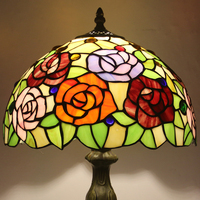 Lampe de bureau LED LongHuiJing en verre teinté à motif floral méditerranéen, base en alliage de zinc, design flexible, alimentation CA, décoration d'intérieur