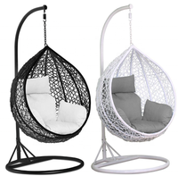 Chaise suspendue œuf Shangjie moderne en métal et rotin tressé pour intérieur et extérieur, idéale pour patio, parc et cour.