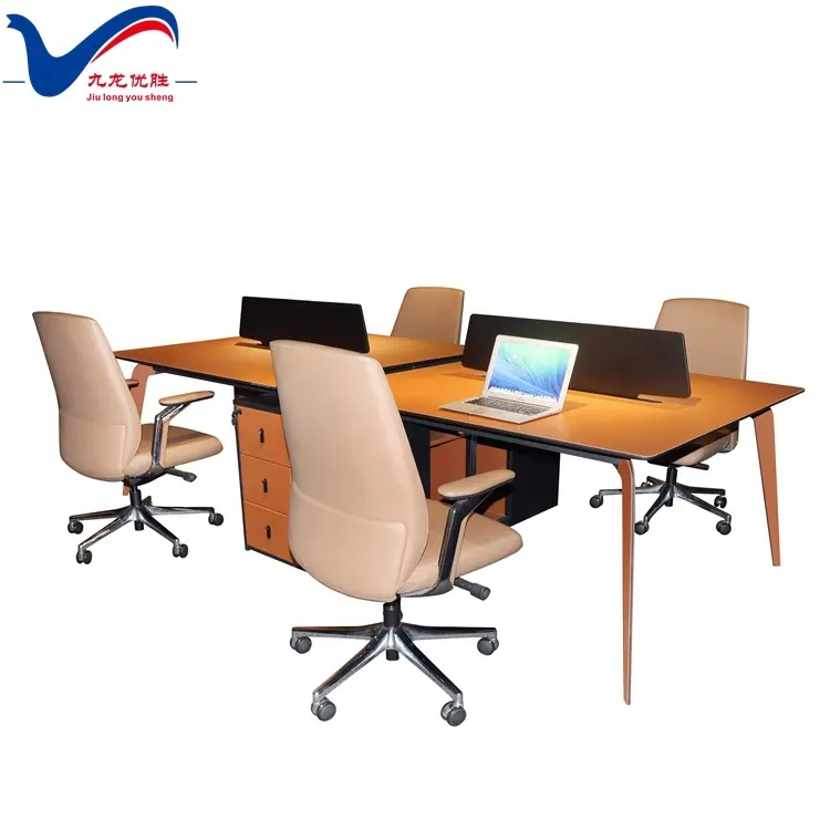 Gailywork Customized 4 Person Leather Workspace MDF Office Workstations Open Design Staff Office Partition Workstation