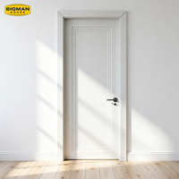 Porte intérieure américaine pré-montée en bois massif blanc, panneau simple mouluré classique, contreplaqué imperméable pour salle de bain