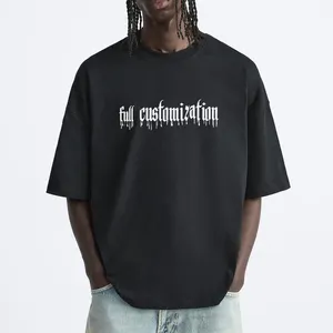 Camiseta masculina personalizada em branco, camiseta de alta qualidade com ombro caído, roupa de rua 100% algodão, boxy, para homens