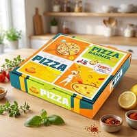 Boîtes à pizza personnalisées en gros avec logo imprimé, imperméables, biodégradables, jetables, en carton ondulé, pour restaurants