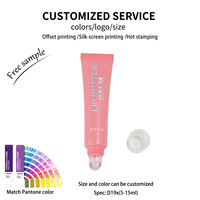 Tube de baume à lèvres vide de luxe rose personnalisé, emballage en plastique avec applicateur souple en TPE