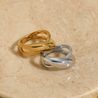 Bague Gaovo en acier inoxydable 316 à double courbe irrégulière entrelacée pour femme, bijou fantaisie géométrique, accessoire de mode, cadeau