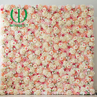 Backdrop Bunga Dinding 3D Mawar Pink Hydrangea Buatan untuk Dekorasi Latar Belakang Pesta Pernikahan dan Photo Booth