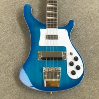Guitare basse électrique R-Brand 4003 bleue, bois massif, manche en acajou, pickguard blanc, 4 cordes, 22 frettes, micros HH, finition brillante, livraison rapide et gratuite