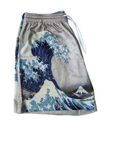 Herren Great Wave Off Sublimations-Boardshorts mit Elastischem Bund und Kordelzug Japanischer <span class=keywords><strong>Ukiyo</strong></span>-<span class=keywords><strong>E</strong></span>-Druck Strand-Badeshorts Maßanfertigung OEM - Product Image 3