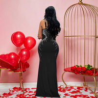 BR5378 Robe moulante d'été sexy Strass Spaghetti Empire Parties droites