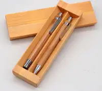Çevre dostu özel Logo ahşap kalem ile kılıf hediye kalem seti bambu Stylus tükenmez kalem kutusu ile Set
