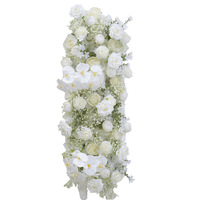 Set Bunga Artifisial Dekoratif Putih yang Dapat Disesuaikan untuk Pernikahan, 4 Buah, Rangkaian Bunga Mawar Hydrangea, Bola Bunga, dan Runner Bunga
