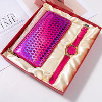 Set Jam Tangan dan Dompet Wanita Mewah untuk Hari Valentine dan Hari Ibu, Logo Dapat Disesuaikan, Hadiah Suvenir Lintas Negara, Merek OEM