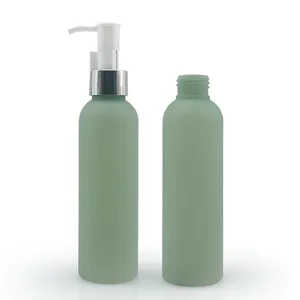 批发定制Logo印花500毫升圆形空绿色身体乳液洗发水护发泵化妆品塑料包装瓶