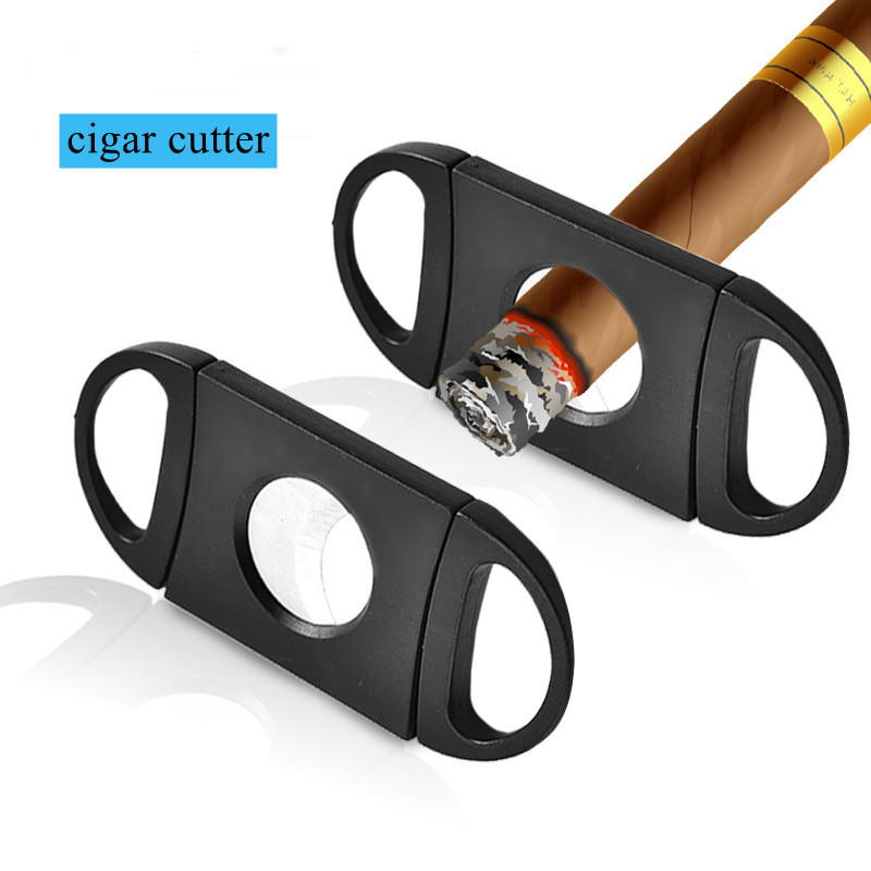 Резаки для сигар из нержавеющей стали с логотипом под заказ, двойное лезвие для сигар, аксессуары для сигар, резаки для сигар с подарочной коробкой, деловые подарки