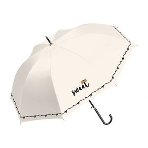 Parapluie droit semi-automatique 8 baleines pour femme avec poignée courbée, revêtement noir, protection solaire et pluie, coupe-vent léger pour les jours ensoleillés - Product Image 6