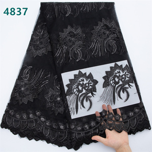 <span class=keywords><strong>Pizzo</strong></span> in Tulle Africano <span class=keywords><strong>Nero</strong></span> con Paillettes, <span class=keywords><strong>Pizzo</strong></span> Francese all'Ingrosso per Abiti da Festa Femminili, Codice 4837 - Product Image 6
