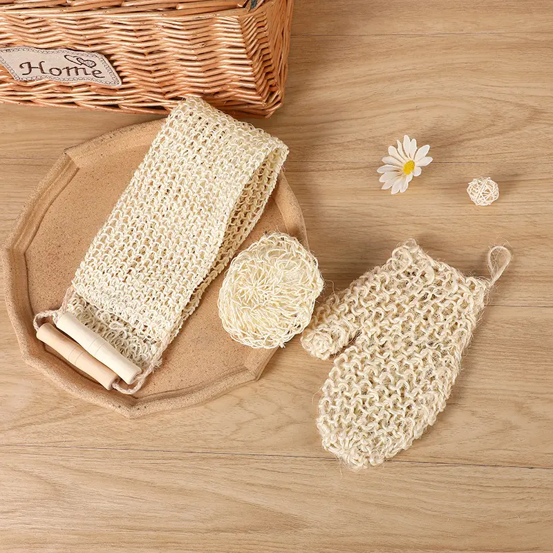 Werbe-3-teiliges Spa-Bad-Geschenkset für die Schönheit Enthält Sisal-Handschuhe, Sisal-Rückenst reifen und Sisal-Frisbee