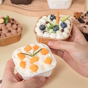 Square Cake Paper Cups Oil Proof PE Coated Disposable Oven Safe Baking Muffin Cups Thickened Heat Resistant For Cake Making - Product Image 2