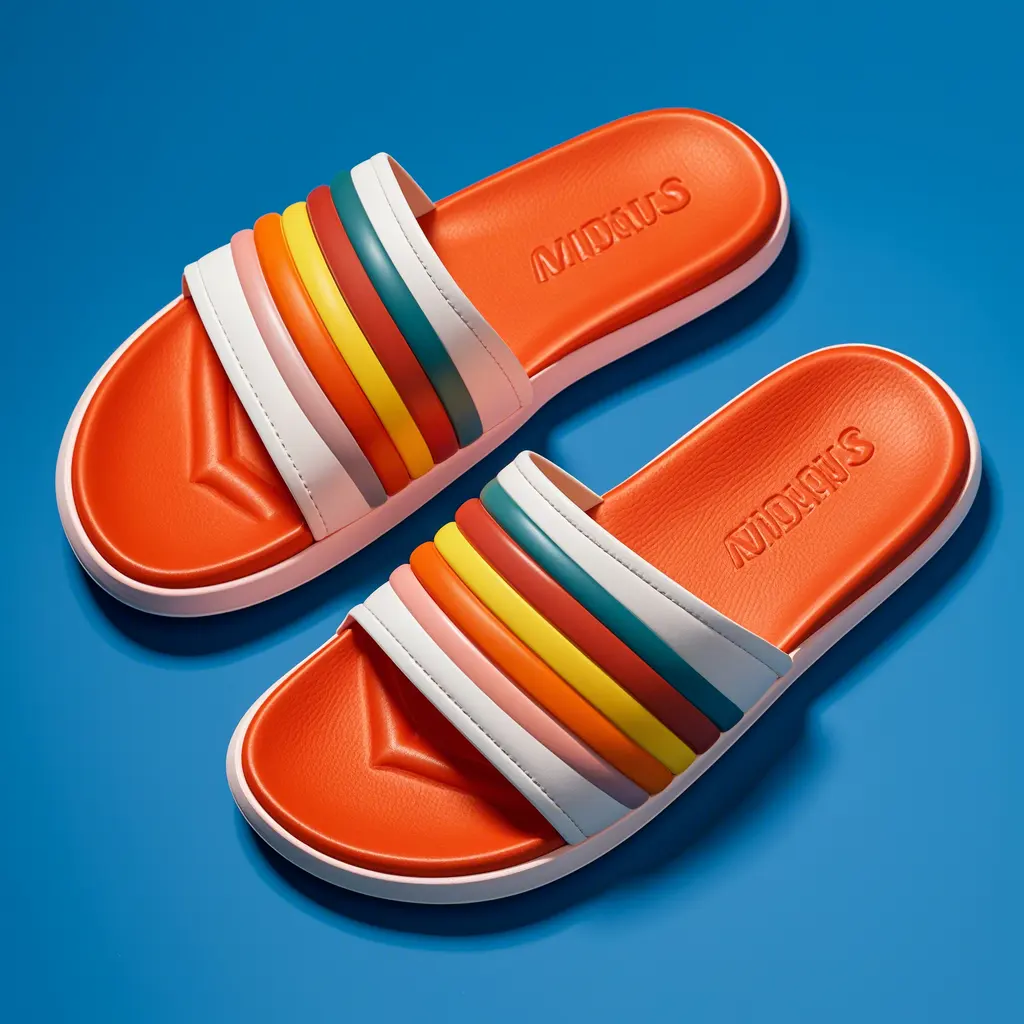 2023 desainer pria musim panas sandal pantai Logo kustom geser dengan Keren geometris gaya segitiga untuk musim dingin dan musim semi