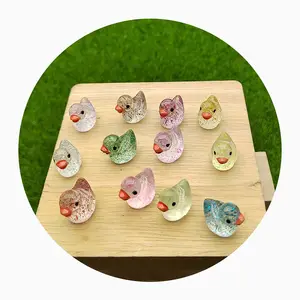 Hot Selling 100Pcs/Lot Miniature Glitter Ducks Resin Ornaments For Fairy Garden Landscape Desk Cake Top Decoration Supplier