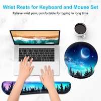 Ensemble repose-poignets et tapis de souris gaming en mousse à mémoire de forme Blue Moon, en coton, à récupération lente, base antidérapante, pour bureau