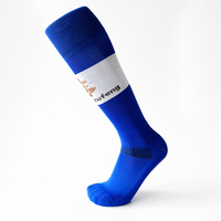 Chaussettes de football antidérapantes, chaussettes de compression longues jusqu'au genou avec poche pour protège-tibias, chaussettes de sport tricotées OEM