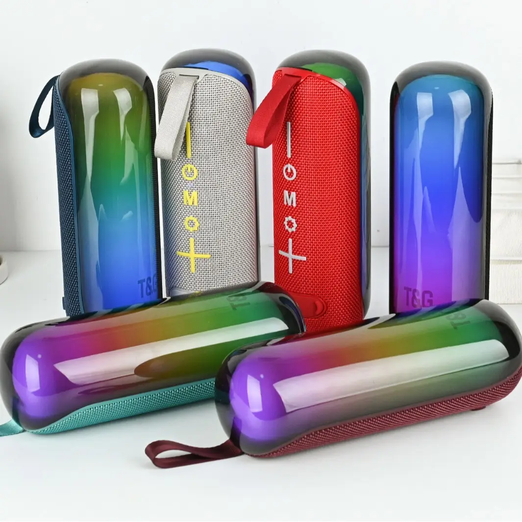 Fabric Led Lights Powerful Sound Outdoor Speaker Bt 5.3 Portable Deep Bass Colorful TG-384 Mini Wireless Speaker