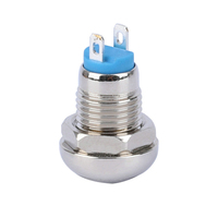 Interrupteur à bouton-poussoir momentané bombé 8 mm 1NO, étanche, en métal, en acier inoxydable