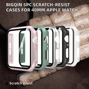Bigqin - Funda protectora de 5 piezas para reloj serie 6/5/4 <span class=keywords><strong>SE</strong></span>, 40 mm, protector de pantalla duro, resistente a arañazos, negro/rosa - Product Image 2