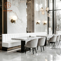 Ensemble de chaises et table de restaurant en marbre courbé, durable, pour café, hôtel, usage commercial moderne et luxueux