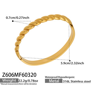 Minimalist Luxury Plain <b>Bangle</b> Stainless Steel 18K Gold Plated Anti Tarnish <b>Bangle</b> for Women - Product Image 6