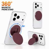 Support magnétique pour téléphone couleur cerise foncée, compatible avec un support rotatif à 360°, pliable, en aluminium, personnalisable OEM