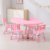Ensemble table et chaise pour enfants en plastique réglable en hauteur, design écologique, pour la maternelle, l'école et la maison