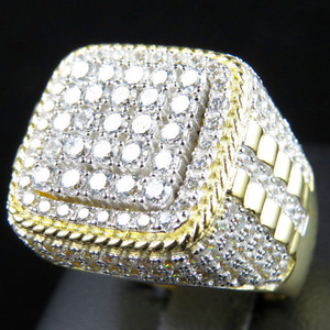 Cincin Pria Berlian Mewah Ukuran Besar Desain Baru Fashion, Lapis Emas, Bertabur Kristal Rhinestone, Penuh Zirkon, Model Iced Out, Ukuran Besar - Product Image 1